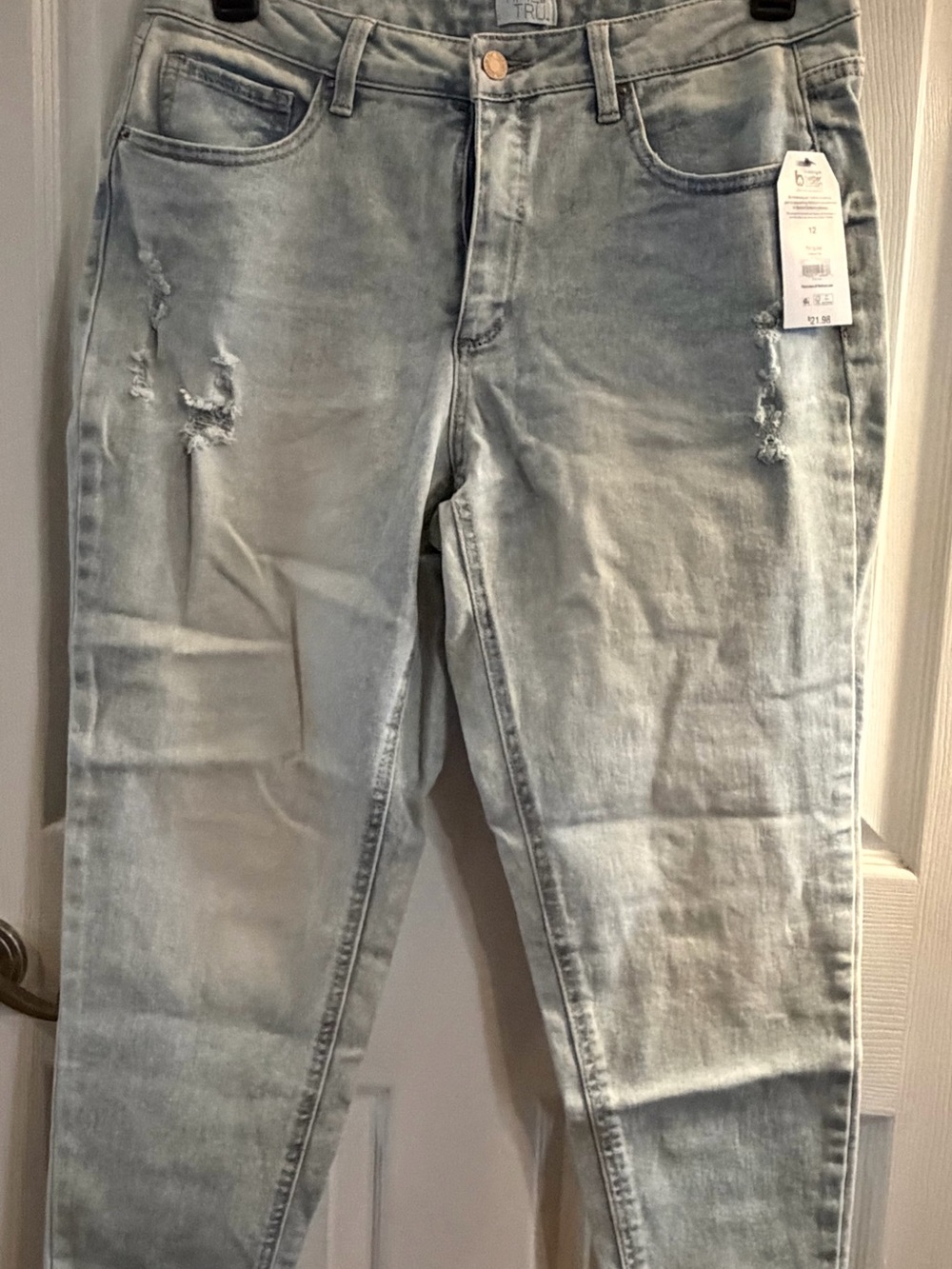 Time and Tru Light Wash Distressed Boyfriend Jeans